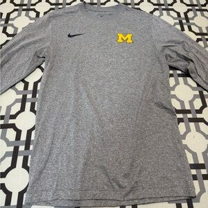Nike Heather Gray Long Sleeve Men's Tee University of Michigan